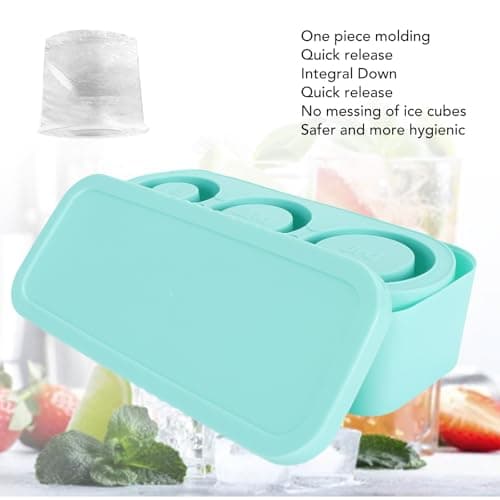 Silicone 3-Grid Ice Mould with Cover & Storage Bin for Cold Drinking