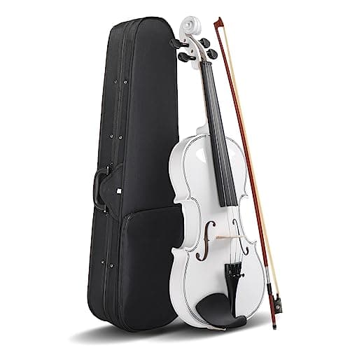 Ktaxon Full Size Acoustic Violin Kit with Case, Bow, and Rosin for Beginner Students — White