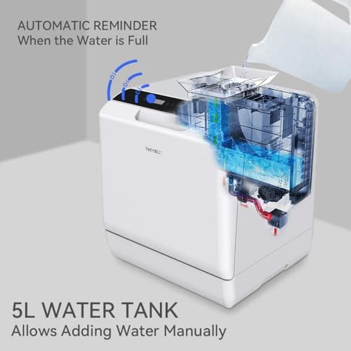 Hermitlux Portable Dishwasher, 5 Programs, 5-Liter Tank, No Hookup Needed
