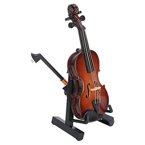 Mini Wooden Violin Model with Stand & Decor Ornaments
