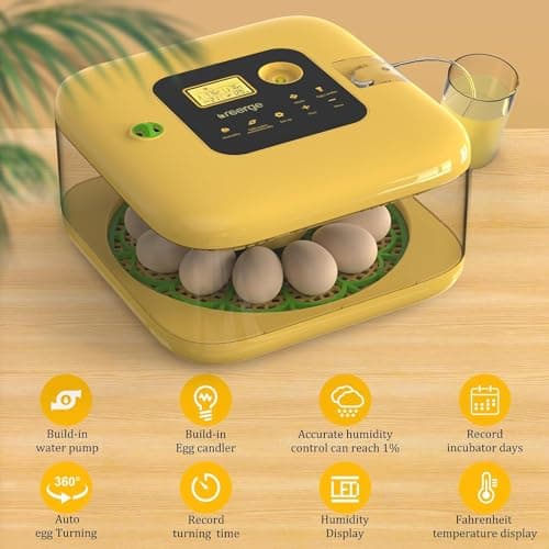 Duck and Quail Incubators with Humidity & Temp Control & 360° View & Auto Turner & Hatch Day Display (Fahrenheit ℉)