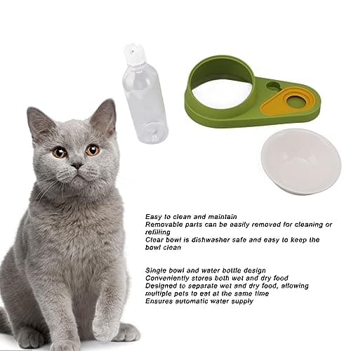 Spill-Proof Pet Feeder & Water Dispenser for Dogs and Cats (Green)