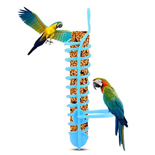 Hanging Bird Treat Skewer Feeder Basket, Blue Lightweight Cage Feeding Toy