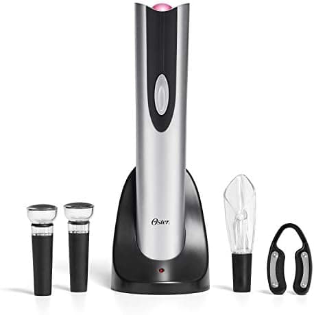 Oster Cordless Electric Wine Bottle Opener with Foil Cutter, Silver