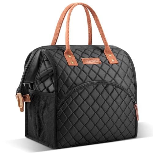 LOKASS Insulated Lunch Bag, Durable Nylon Snacks Organizer, Grey — Suqare Black