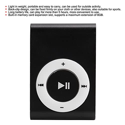 Zerodis Mini Portable MP3 Player with Back Clip for Sports (Black)