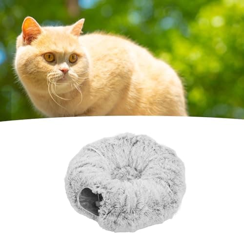 Premium Plush Cat Donut Tunnel Bed, Soft Multifunctional Folding Toy for Indoor Cats and Kitten