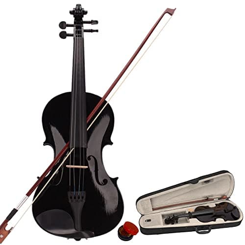 Beginner Violin Kit with Case, Bow, Rosin - Natural Finish — Black