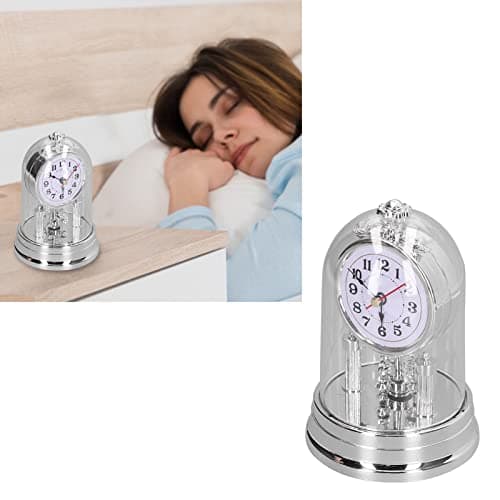European Rotating Desk Clock with Bell Jar for Living Room & Office