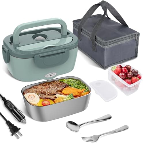 Vabaso 80W Portable Electric Lunch Box for Adults – 1.5L Stainless Steel Food Warmer for Work, Men, Car, and Truck