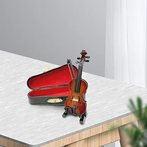 Miniature Wooden Violin with Stand & Case, Perfect Photo Prop
