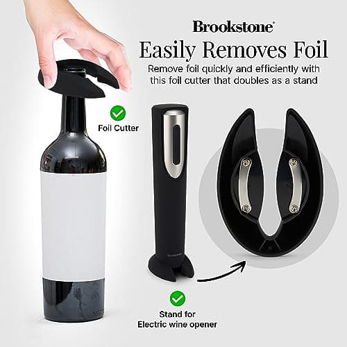 Brookstone Automatic Electric Wine Opener & Foil Cutter with Stand - Perfect Wine Gift for Men