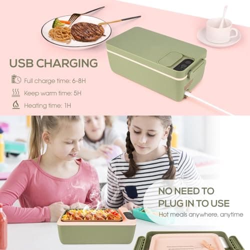 Cordless Battery-Powered Food Warmer with HD Display (Green)