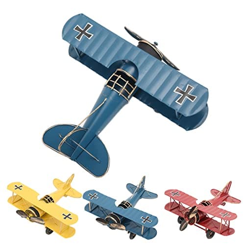 Retro Blue Vintage Airplane Model for Home Decor and Photo Props