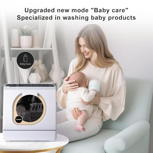 Compact Portable Countertop Dishwasher with Water Tank and 6 Wash Programs for Baby Bottles