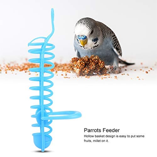 Hanging Bird Treat Skewer Feeder Basket, Blue Lightweight Cage Feeding Toy
