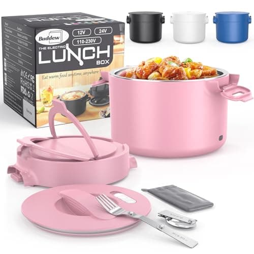 Buddew 100W Portable Food Warmer, 34-Ounce, Black — Pink