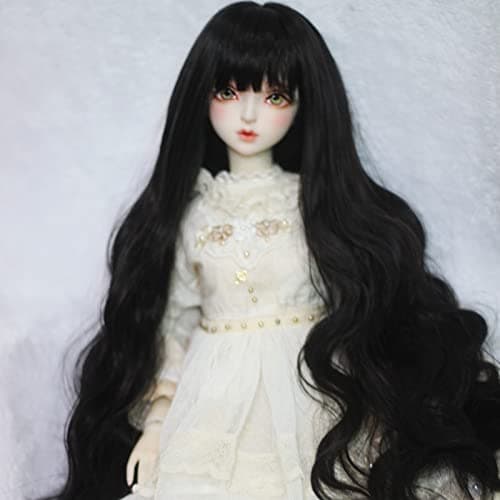 Breathable Mesh Curly Wig with Bangs for 1/6 Joint Doll (Black)