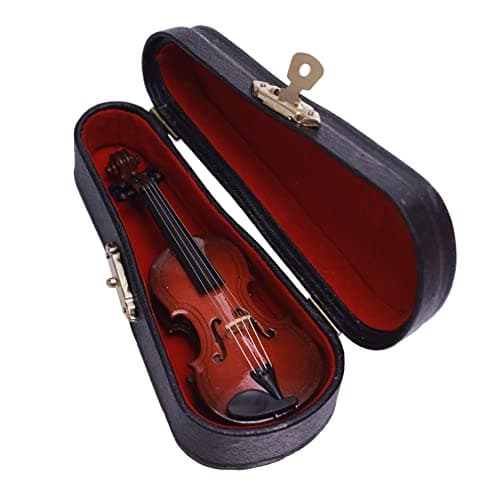 Mini Violin with Stand and Bow for Dollhouse Decoration