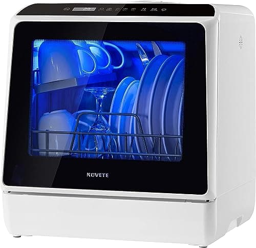 Compact Portable Countertop Dishwasher, 5-L Water Tank, 5 Wash Programs, Air-Dry, LED Light, Baby Care