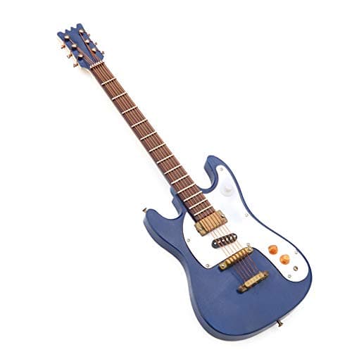 Zerodis Mini Wooden Electric Guitar Model with Display Stand for Dollhouses and Home Decor