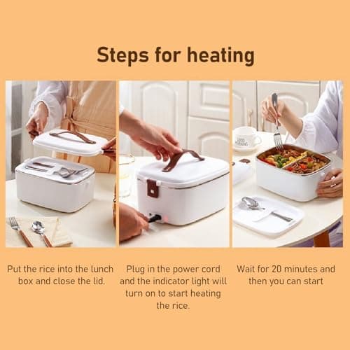 Zerodis Portable Electric Lunch Box Heater for Work – 1.8L Stainless Steel Food Warmer 2 in 1 for Adults, Ideal for Cars