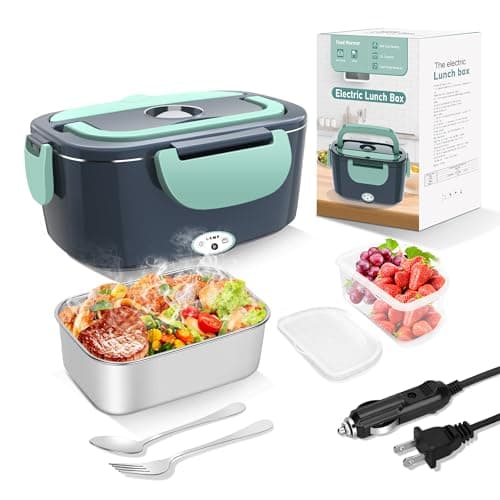 Portable Electric Heated Lunch Box for Adults: 80W 1.5L with Stainless Steel Container & Bag