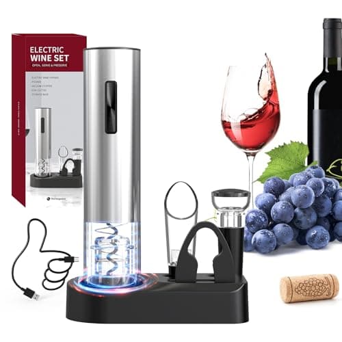 Circle Joy Battery-Powered Electric Wine Opener — 5-in-1 Rechargeable Set - Silver