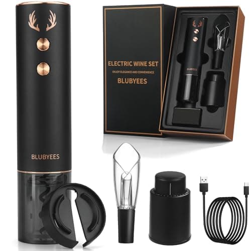 Luxury Electric Wine Opener with Charging Base & Foil Cutter - Elegant Corkscrew Gift — Black/Gold