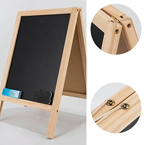 Kids' Poplar Wooden Double-Sided Easel with Accessories - 25x40cm Foldable Blackboard Display Board