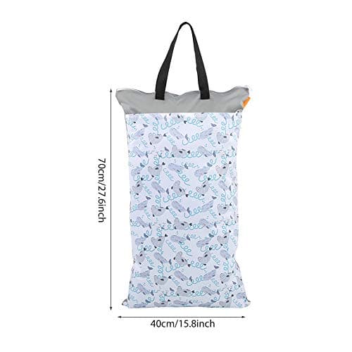 Zerodis Wet Dry Cloth Diaper Bags with Double zippers & Pockets, Hanging Wet Pail Ideal for Beach & Gym