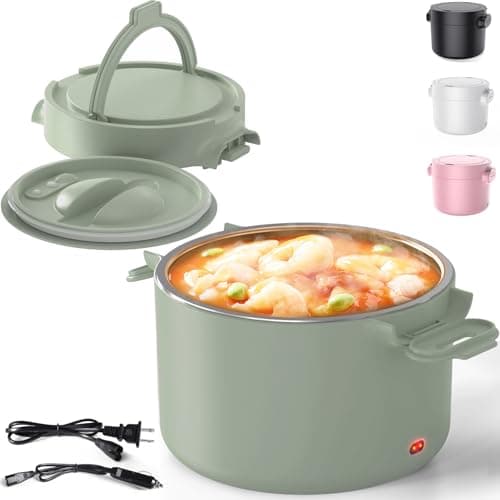 100W Portable Electric Lunch Warmer 33oz Leak-proof for Work and Travel — 33oz Gray-green