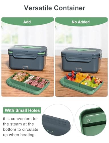 Monteka 100W High Power Portable Food Warmer, 1.8L Stainless Steel Container, Grey