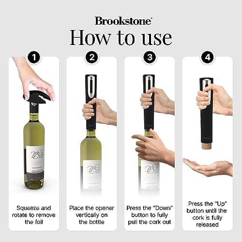 Brookstone Automatic Electric Wine Opener & Foil Cutter with Stand - Perfect Wine Gift for Men