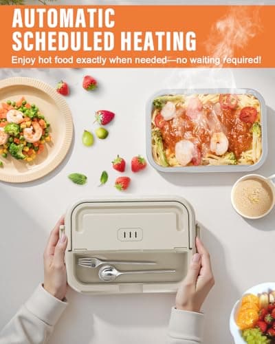 Cordless Heated Lunch Box for Adults, 1100ML SS Container, Fast Heat to 220°F