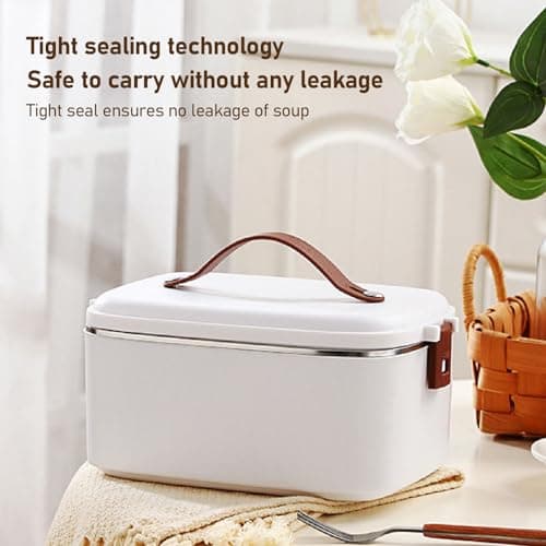 Zerodis Portable Electric Lunch Box Heater for Work – 1.8L Stainless Steel Food Warmer 2 in 1 for Adults, Ideal for Cars