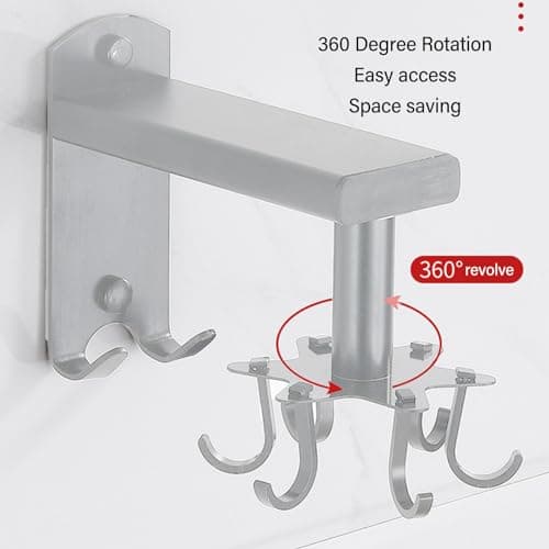 8-Hook Rotating Kitchen Utensil Organizer Wall Mount Rack