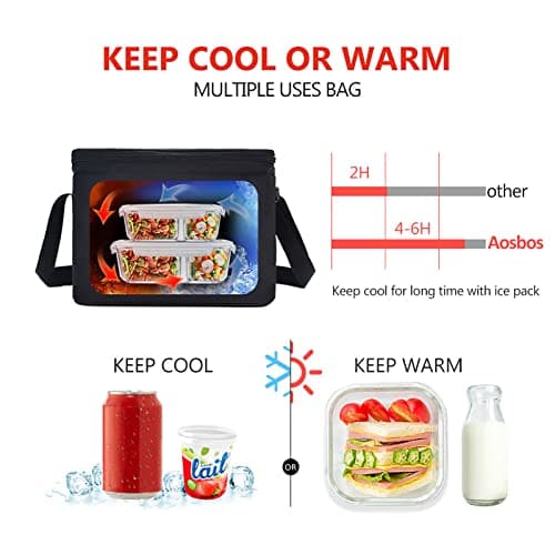 Aosbos Insulated Leakproof Lunch Box, 7.5L Black