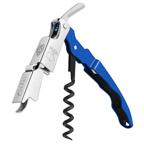 CORKAS Professional Waiter Corkscrew, Heavy Duty Foil Cutter, Red — Blue