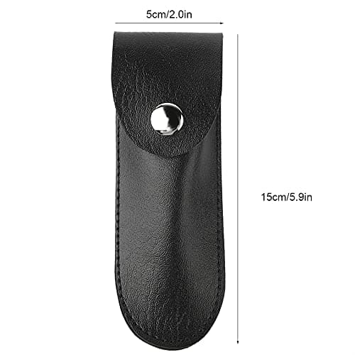Black Leather Wine Bottle Opener Case with Foil Cutter