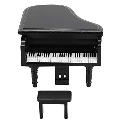 1:12 Black Grand Piano Dollhouse Ornament Stool Accessories