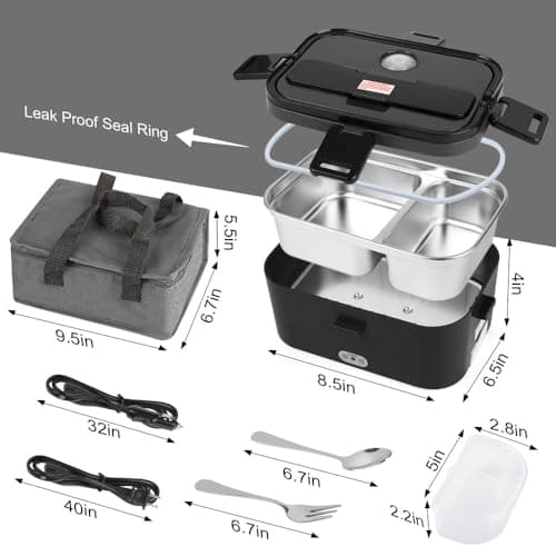 Fast Portable 1.8L 80W Heated Lunch Warmer with 2 Compartments