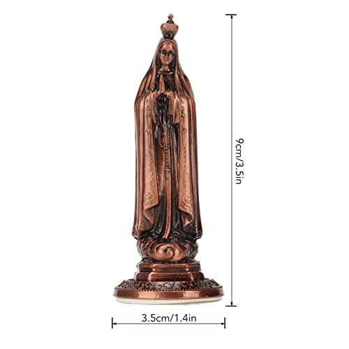 Zerodis Mini Virgin Mary Statue, Red Copper Room and Car Decor (RF TL003)