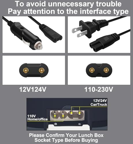 110V V-Type Heated Lunch Box Power Cord, 24V Flat Angle Warmer Cable, Replacement for Food Heater