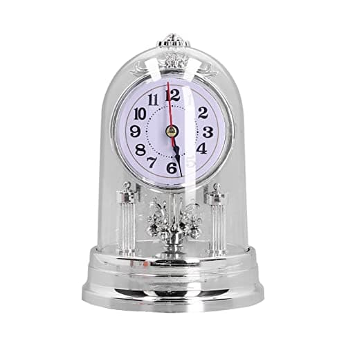 European Rotating Desk Clock with Bell Jar for Living Room & Office