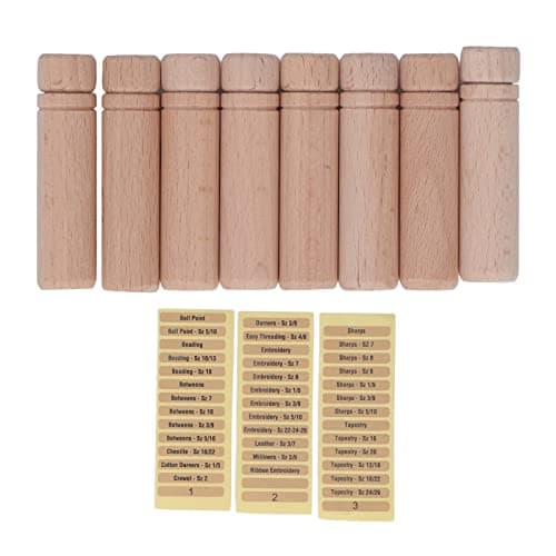 Zerodis 8-Piece Portable Wooden Needle Case for Household Sewing Needles