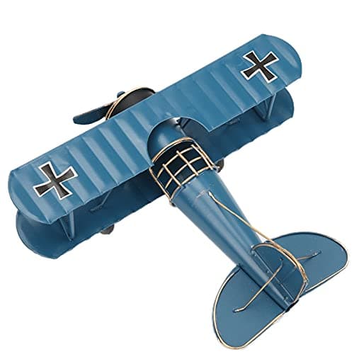 Retro Blue Vintage Airplane Model for Home Decor and Photo Props