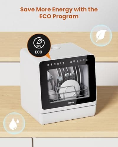 HAVA 2025 Upgraded Countertop Dishwasher with Water Softener