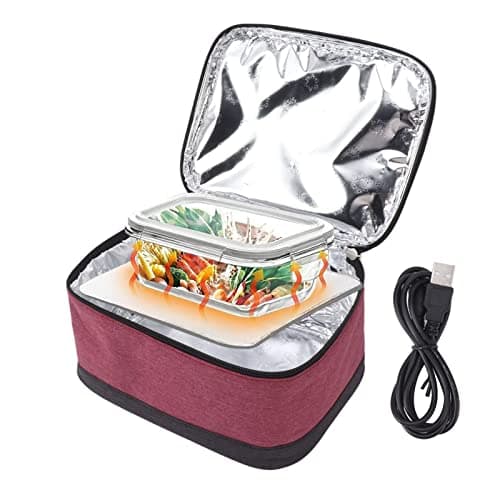 Zerodis Electric Lunch Box Heater - Portable, Multi-Use for Travel, Office & Outdoor Activities (Wine Red)