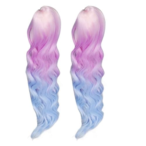 2PCS Blue Gradient Color Doll Wig for Cotton Dolls